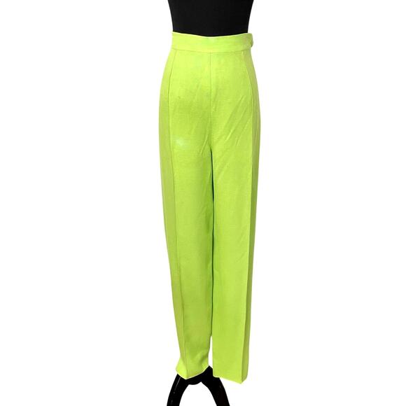 Vintage 90s Paola Quadretti Blazer & Trousers Suit Set Citron Neon Green Retro - Picture 7 of 16